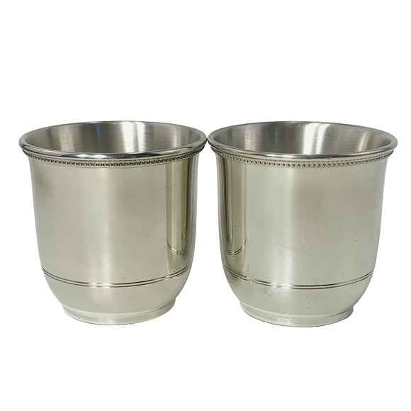 Salisbury Images of America 8 oz Pewter Cup Set of 2 Lincoln Memorial Beaded GUC - Picture 3 of 10